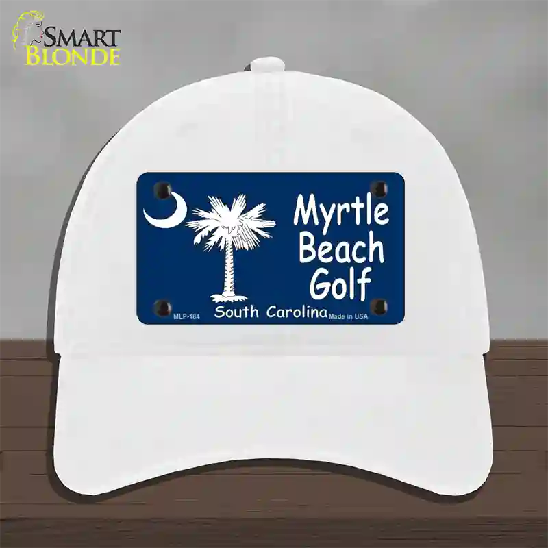 Myrtle Beach Golf Novelty License Plate Hat Unconstructed Cotton / White