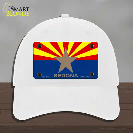 Sedona Arizona State Flag Novelty License Plate Hat Unconstructed Cotton / White