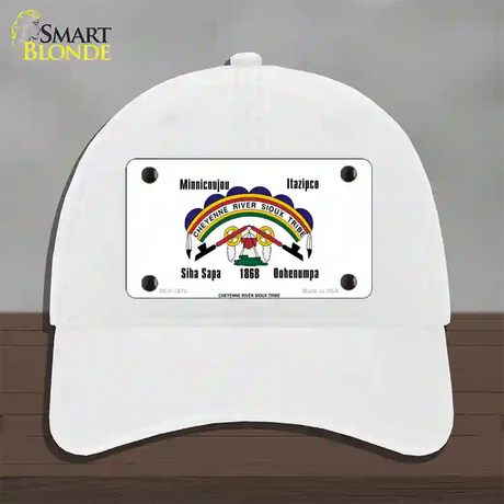 Cheyenne River Sioux Flag Novelty License Plate Hat Unconstructed Cotton / White