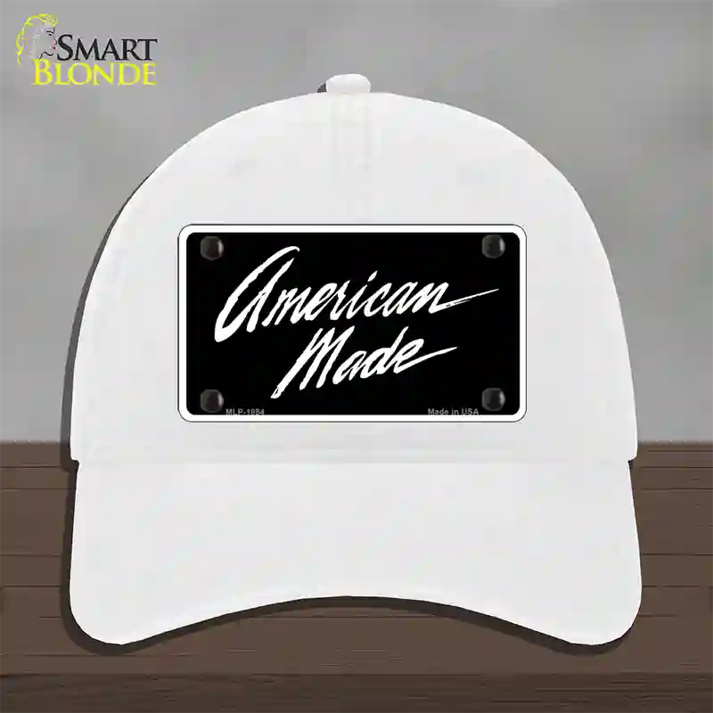 American Made Novelty License Plate Hat Unconstructed Cotton / White