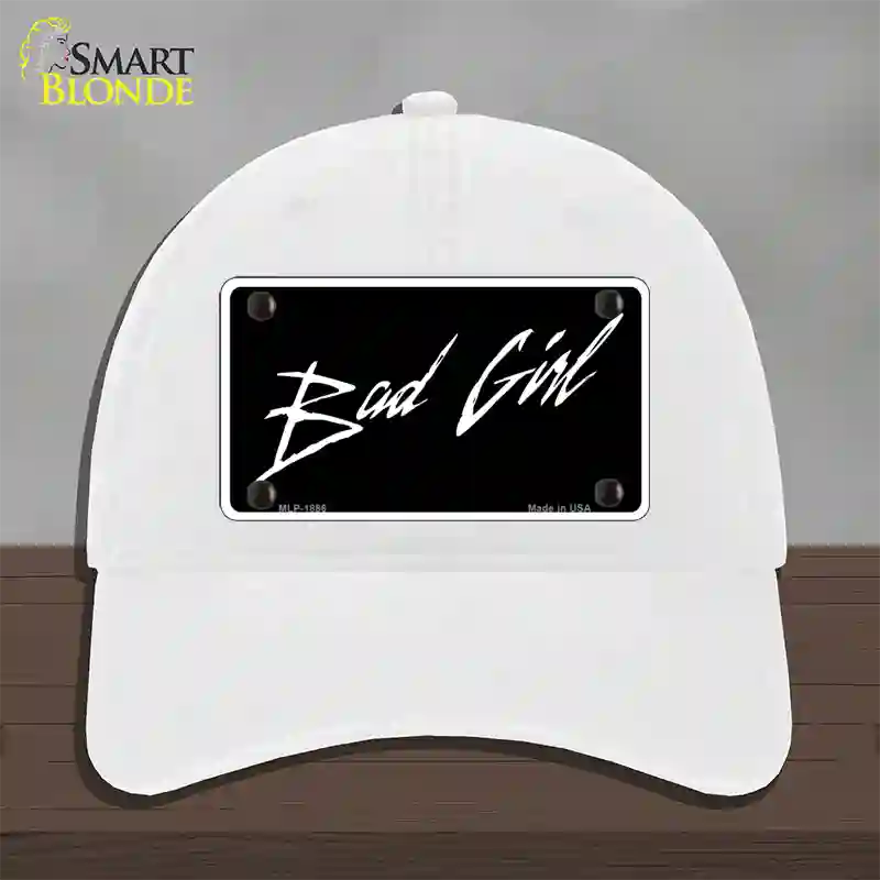 Bad Girl Novelty License Plate Hat Unconstructed Cotton / White