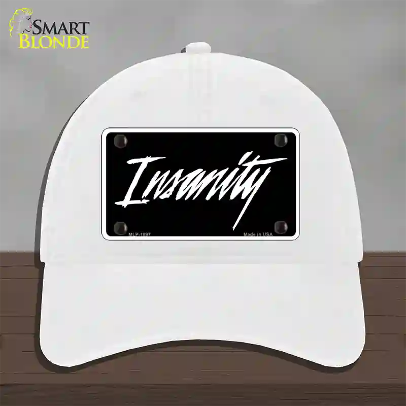 Insanity Novelty License Plate Hat Unconstructed Cotton / White