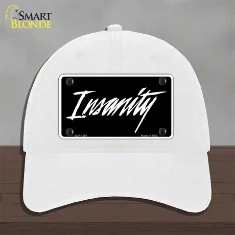 Insanity Novelty License Plate Hat Unconstructed Cotton / White