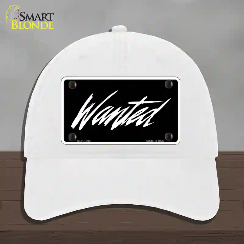 Wanted Novelty License Plate Hat Unconstructed Cotton / White