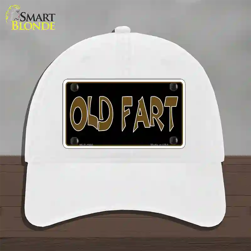 Old Fart Novelty License Plate Hat Unconstructed Cotton / White