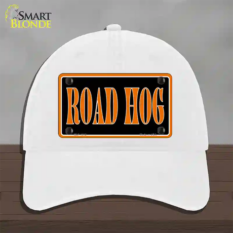 Road Hog Novelty License Plate Hat Unconstructed Cotton / White