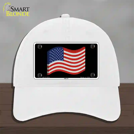 USA 3-D Flag Novelty License Plate Hat Unconstructed Cotton / White