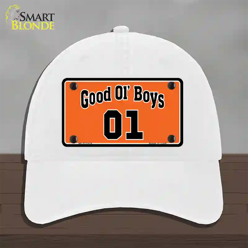 Good Ol Boys Novelty License Plate Hat Unconstructed Cotton / White