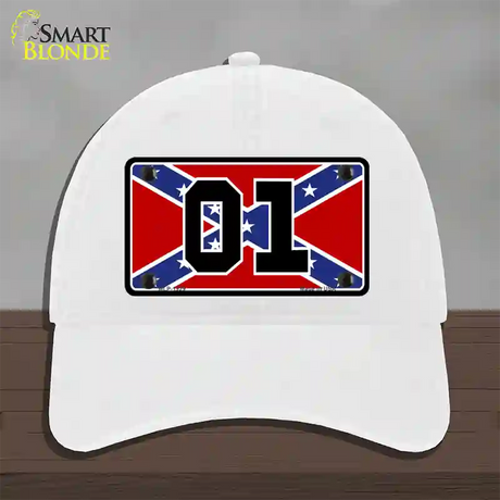 Confederate Flag 01 Novelty License Plate Hat Unconstructed Cotton / White