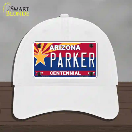 Arizona Centennial Parker Novelty License Plate Hat Unconstructed Cotton / White