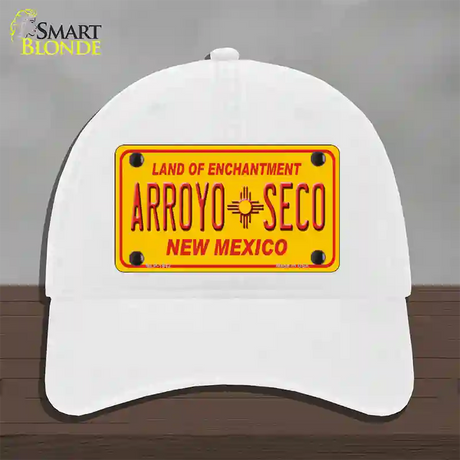 Arroyo Seco Yellow New Mexico Novelty License Plate Hat Unconstructed Cotton / White