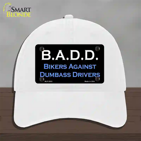 B.A.D.D. Novelty License Plate Hat Unconstructed Cotton / White