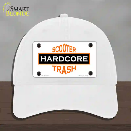 Hardcore Scooter Trash White Novelty License Plate Hat Unconstructed Cotton / White