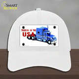 Trucking In The USA Novelty License Plate Hat Unconstructed Cotton / White