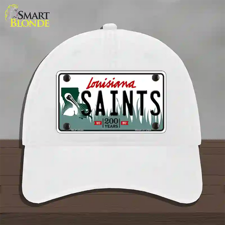 Saints Louisiana State Novelty License Plate Hat Unconstructed Cotton / White