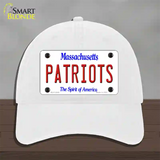 Patriots Massachusetts State Novelty License Plate Hat Unconstructed Cotton / White