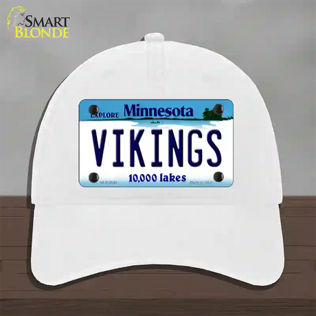 Vikings Minnesota State Novelty License Plate Hat Unconstructed Cotton / White