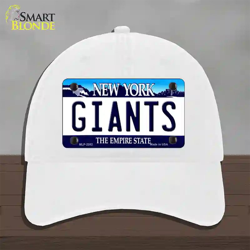 Giants New York State Novelty License Plate Hat Unconstructed Cotton / White