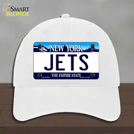 Jets New York State Novelty License Plate Hat Unconstructed Cotton / White