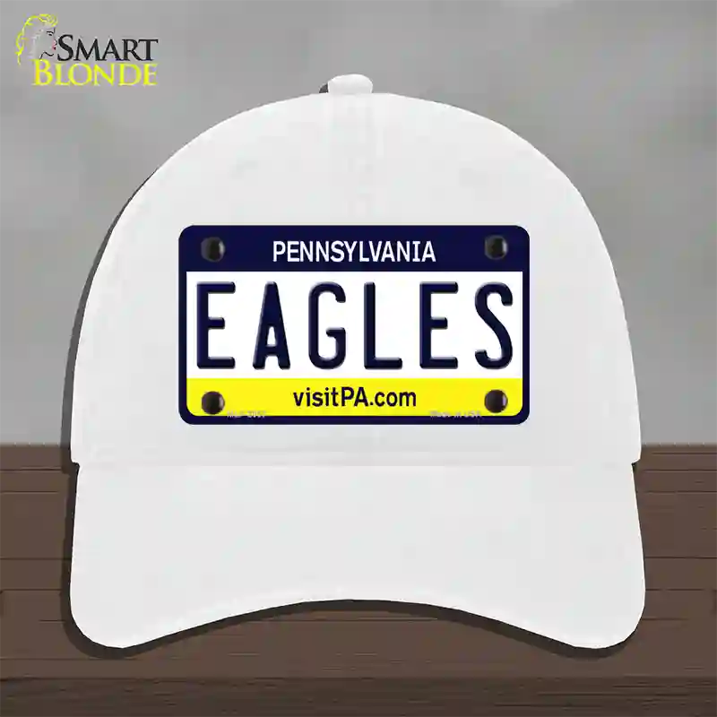 Eagles Pennsylvania State Novelty License Plate Hat Unconstructed Cotton / White