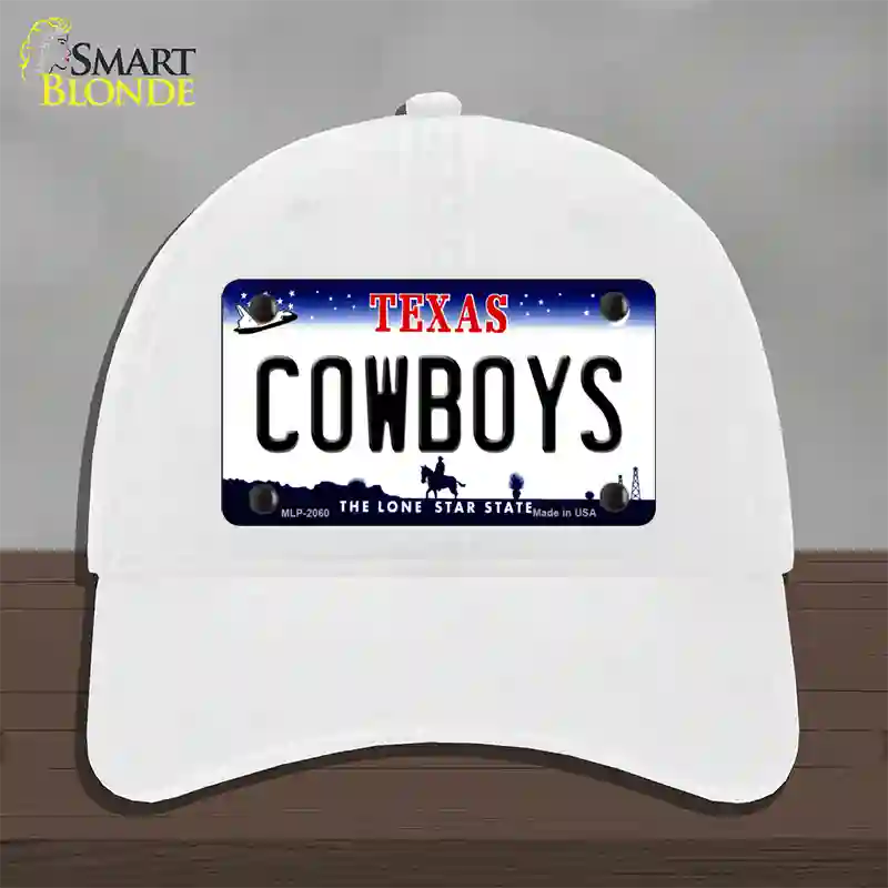 Cowboys Texas State Novelty License Plate Hat Unconstructed Cotton / White