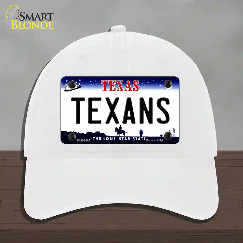 Texans Texas State Novelty License Plate Hat Unconstructed Cotton / White