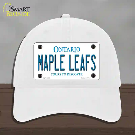 Maple Leafs Ontario Canada Province Novelty License Plate Hat Unconstructed Cotton / White