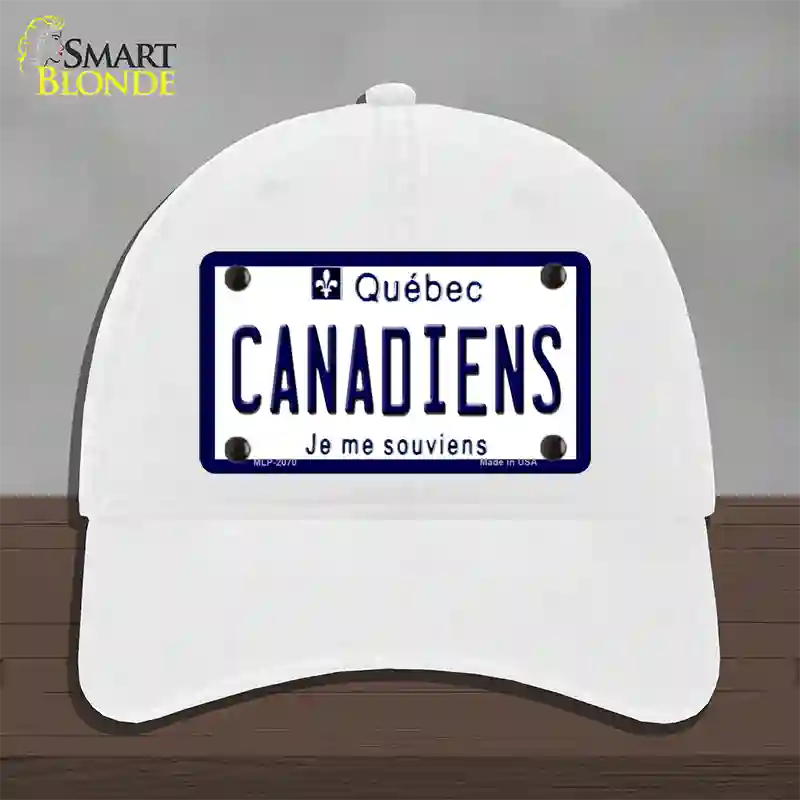 Canadiens Quebec Canada Province Novelty License Plate Hat Unconstructed Cotton / White