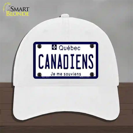 Canadiens Quebec Canada Province Novelty License Plate Hat Unconstructed Cotton / White