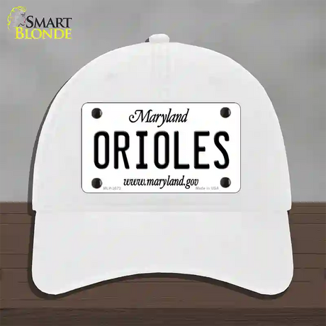 Orioles Maryland State Novelty License Plate Hat Unconstructed Cotton / White