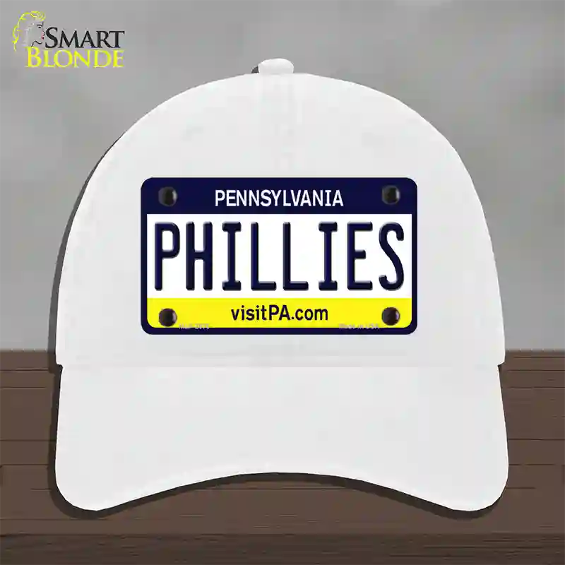 Phillies Pennsylvania State Novelty License Plate Hat Unconstructed Cotton / White