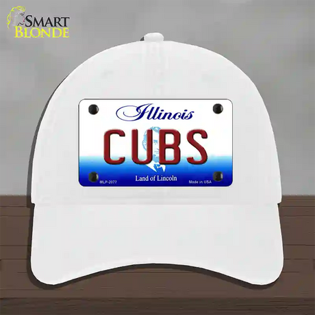 Cubs Chicago Illinois State Novelty License Plate Hat Unconstructed Cotton / White