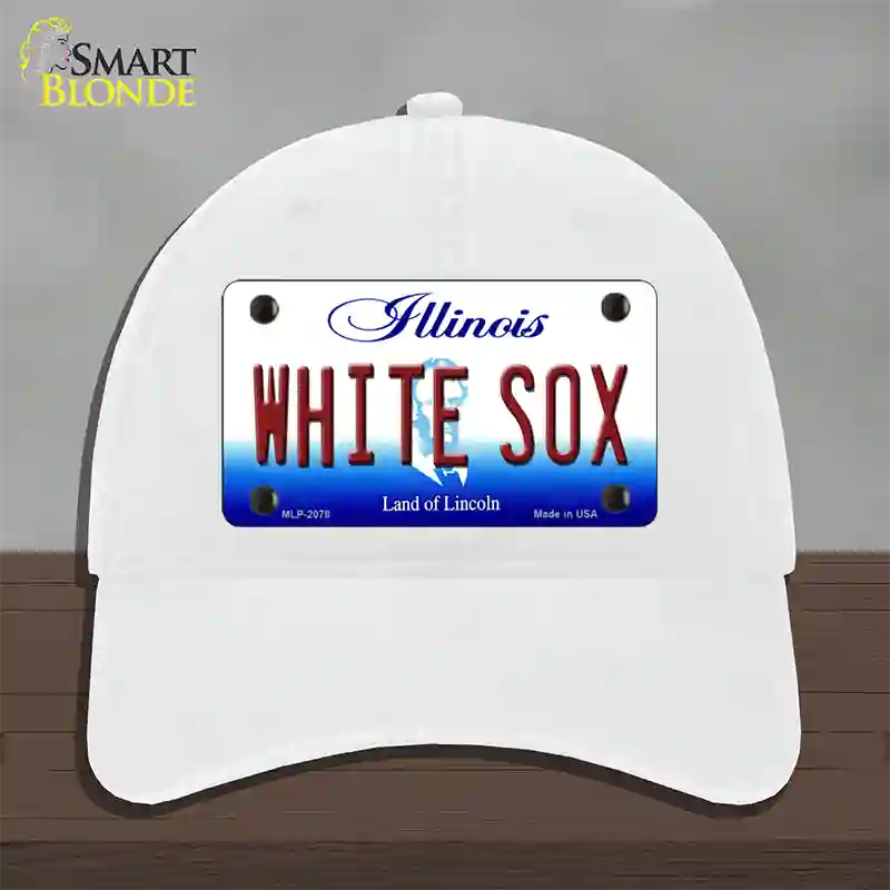 Whitesox Illinois State Novelty License Plate Hat Unconstructed Cotton / White