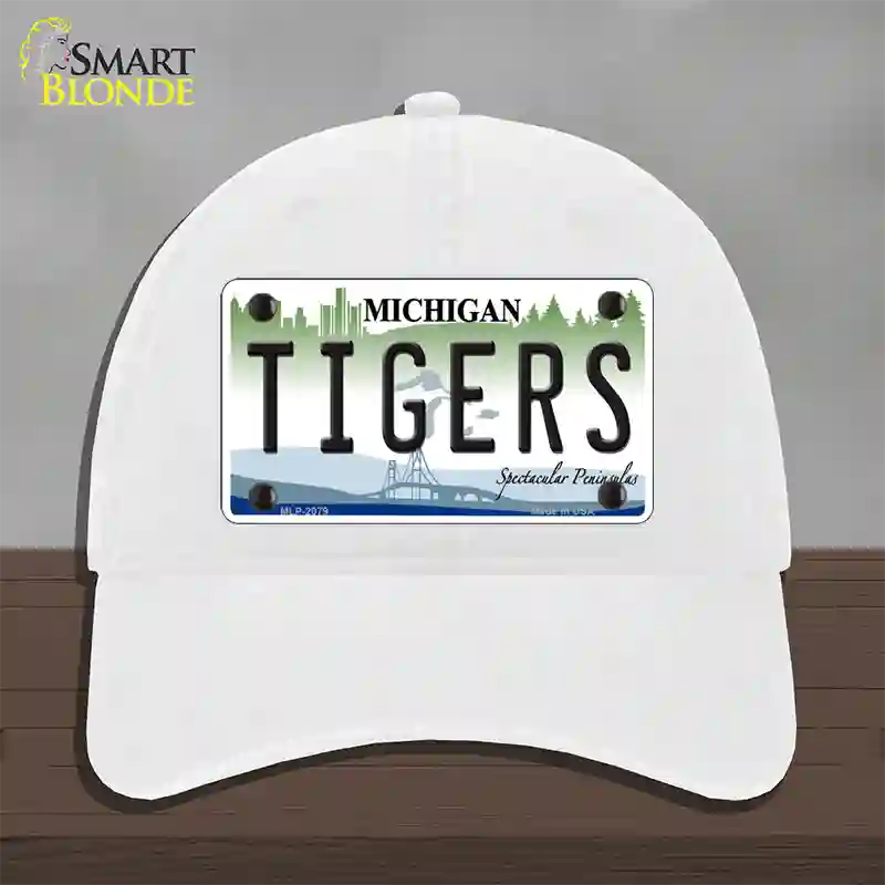 Tigers Michigan State Novelty License Plate Hat Unconstructed Cotton / White