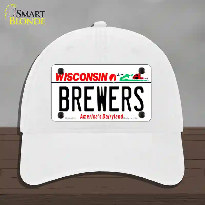 Brewers Wisconsin State Novelty License Plate Hat Unconstructed Cotton / White