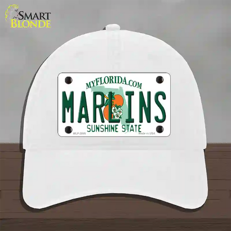 Marlins Florida State Novelty License Plate Hat Unconstructed Cotton / White