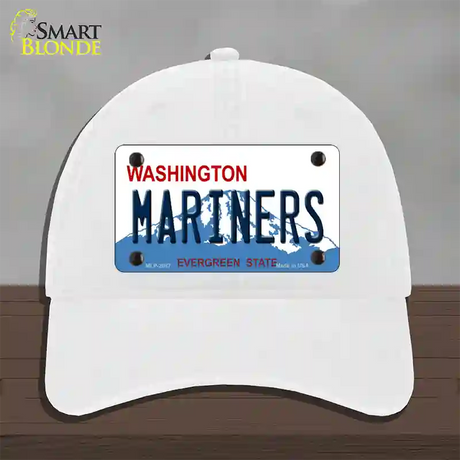 Mariners Washington State Novelty License Plate Hat Unconstructed Cotton / White