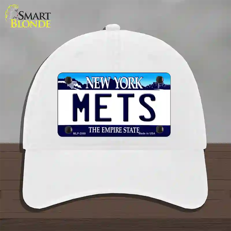 Mets New York State Novelty License Plate Hat Unconstructed Cotton / White