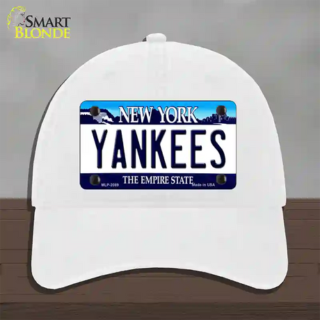 Yankees New York State Novelty License Plate Hat Unconstructed Cotton / White