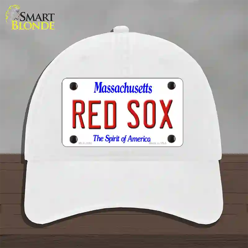 Red Sox Massachusetts State Novelty License Plate Hat Unconstructed Cotton / White