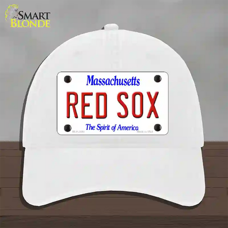 Red Sox Massachusetts State Novelty License Plate Hat Unconstructed Cotton / White