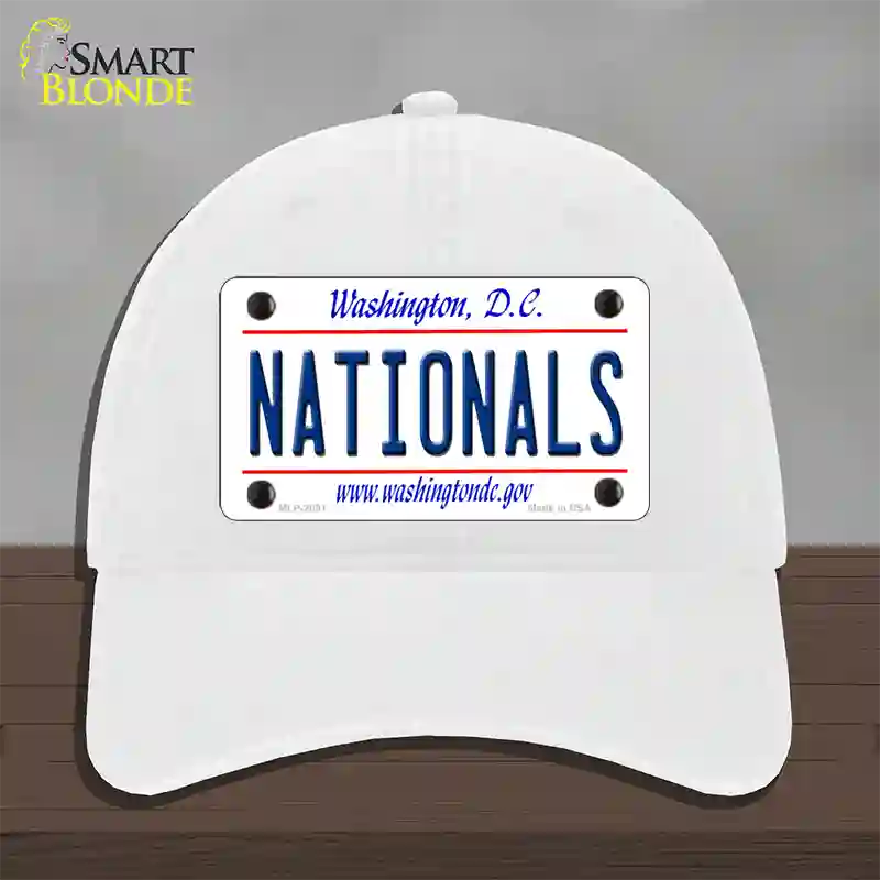 Nationals Washington DC State Novelty License Plate Hat Unconstructed Cotton / White