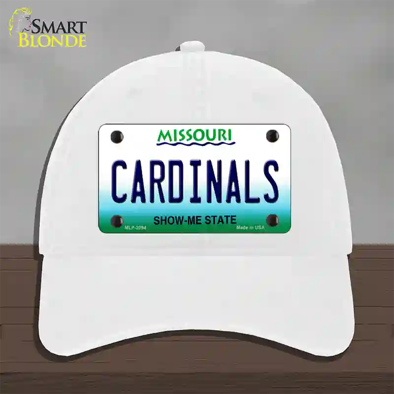 Cardinals Missouri State Novelty License Plate Hat Unconstructed Cotton / White