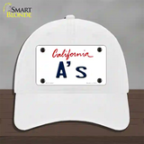 As California State Novelty License Plate Hat Unconstructed Cotton / White