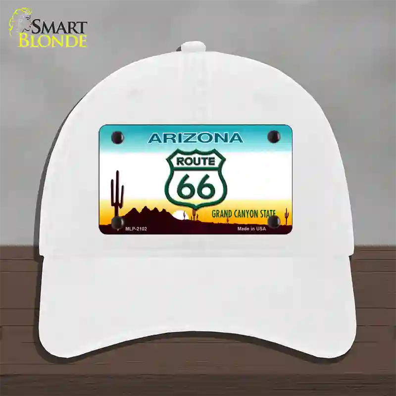 Route 66 Shield Arizona Novelty License Plate Hat Unconstructed Cotton / White