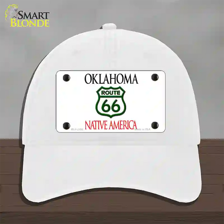 Route 66 Shield Oklahoma Novelty License Plate Hat Unconstructed Cotton / White