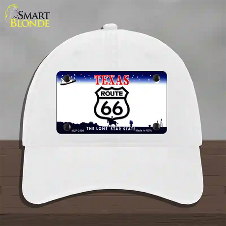 Route 66 Shield Texas Novelty License Plate Hat Unconstructed Cotton / White