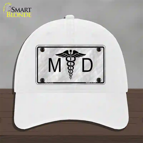 MD Novelty License Plate Hat Unconstructed Cotton / White