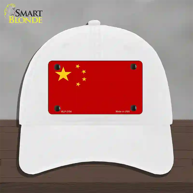 China Flag Novelty License Plate Hat Unconstructed Cotton / White