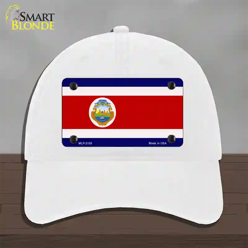 Costa Rica Flag Novelty License Plate Hat Unconstructed Cotton / White